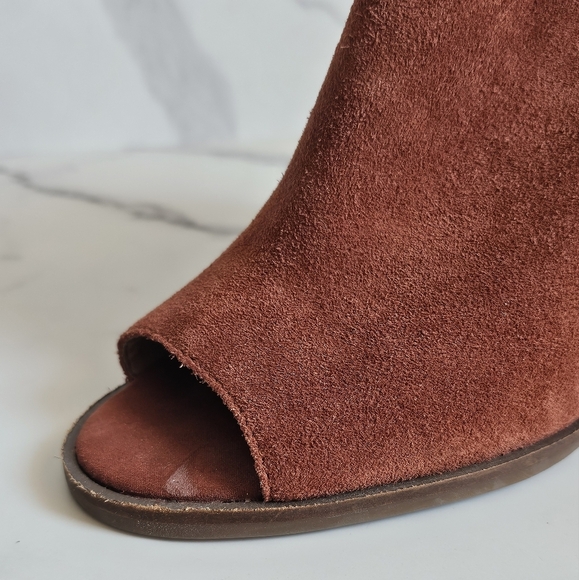 Suede Lucky Brand Lotisha Open Toe Boots Size 10 - Picture 4 of 13